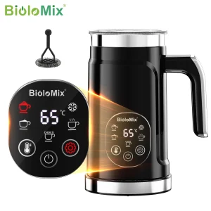 biolomix 5 in 1 milk frother with led touch screen – hot & cold foam maker for lattes, coffee & more
